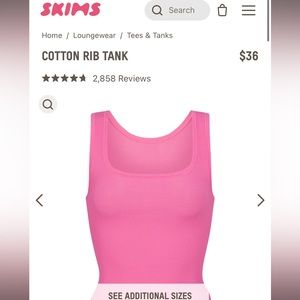 NWT Skims Cotton Rib Tank- Pink